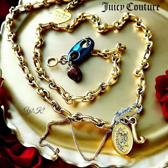 ROYAL COUTURE Vintage G&P III Gold and Crystal Charm Necklace Y2K - Picture 1 of 16